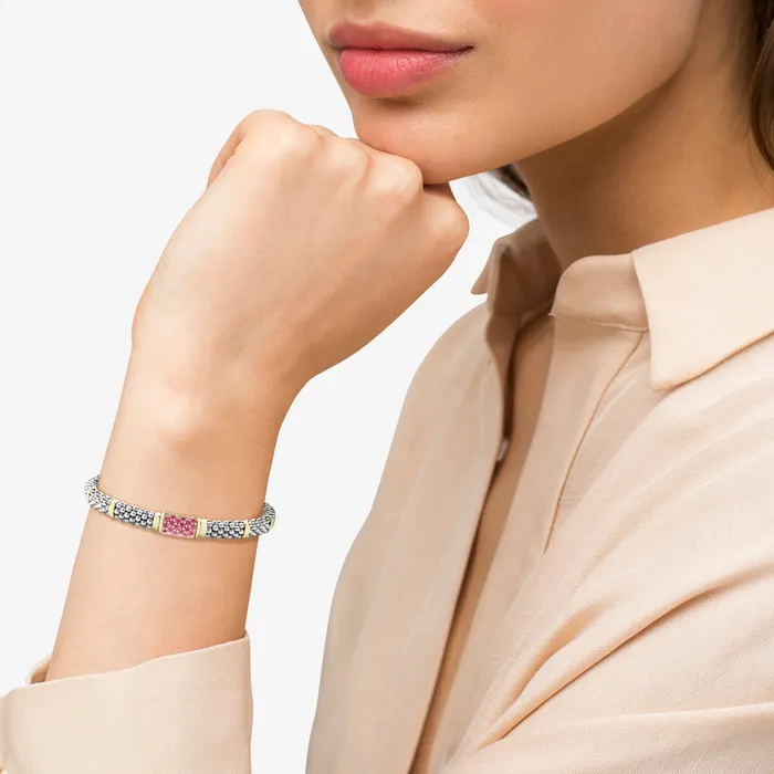 Signature Caviar Pink Sapphire Caviar Bracelet 6mm LAGOS Bracelets