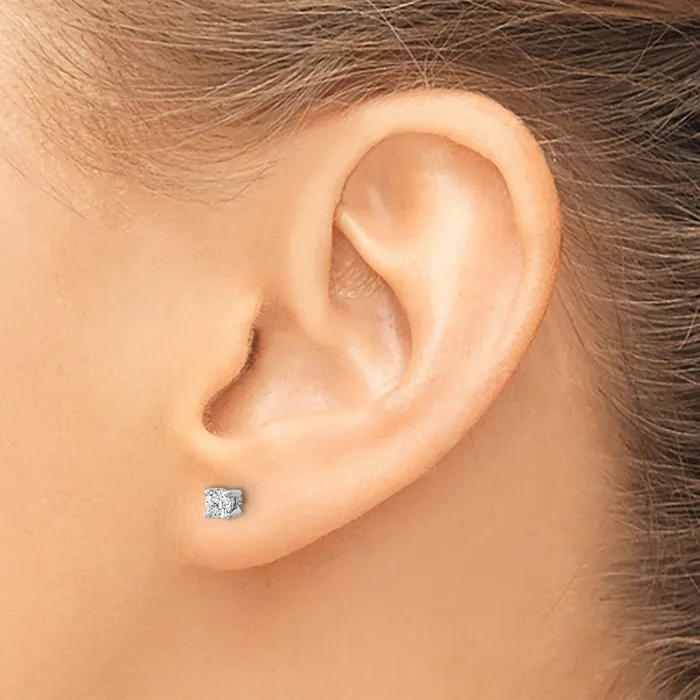14k White Gold 110 ctw Lab Grown Diamond VSSI G Round 4 Prong Heavy Wt Stud Earrings Goldia Earrings
