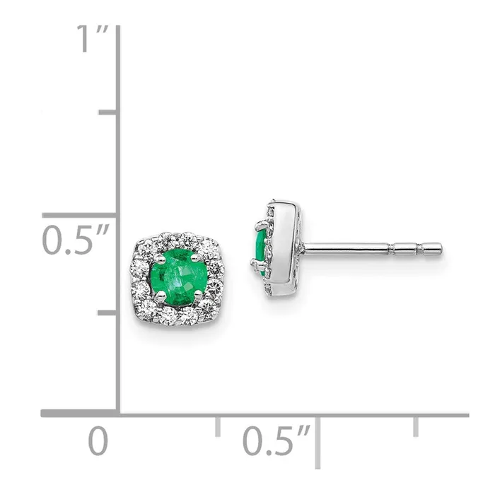 14k White Gold Real Diamond u0026 Emerald Earrings Goldia Earrings