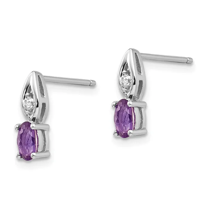 Earrings goldiaca 14k White Gold Amethyst Diamond Earring