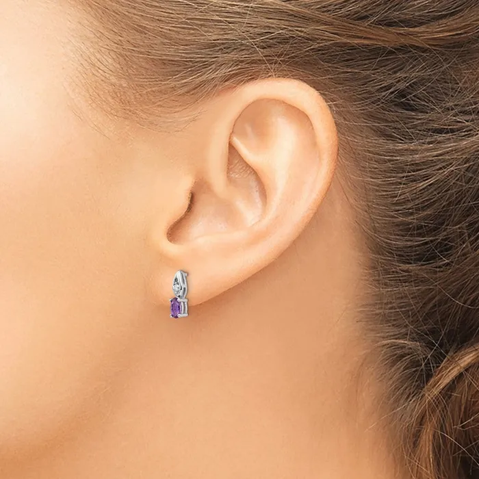 Earrings goldiaca 14k White Gold Amethyst Diamond Earring