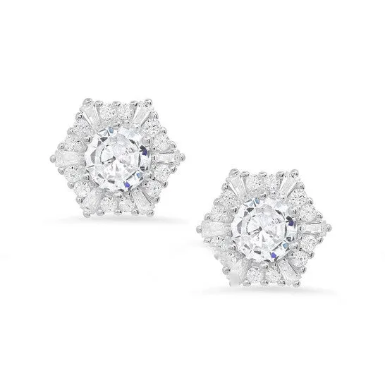 JMS always Original Kylie Harper Sterling Silver Hexagon Cubic Zirconia CZ Halo Stud Earrings Earrings JMS always Original Kylie Harper Sterling Silver Hexagon Cubic Zirconia CZ Halo Stud Earrings Earrings