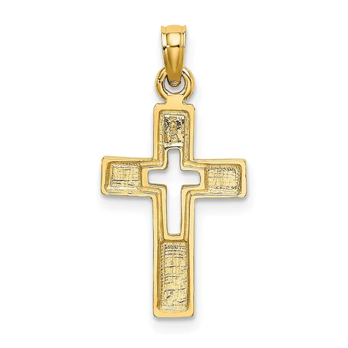 14K Polished and CutOut Cross Charm TreasureFineJewelers Charm Necklaces