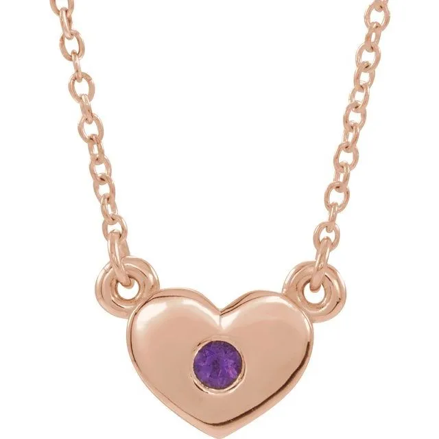14K Rose Amethyst Heart 16 Necklace TreasureFineJewelers Necklaces