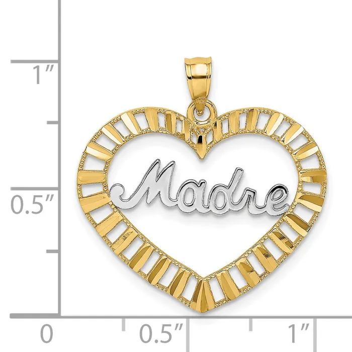 Charm Necklaces 14k wRhodium MADRE in Heart Charm TreasureFineJewelers