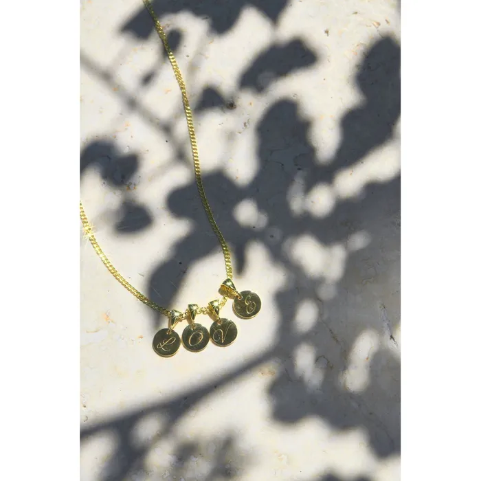L Initial Cursive Engraved Pendant Necklace 14K 925 Gold Vermeil Ema Jewels Necklaces