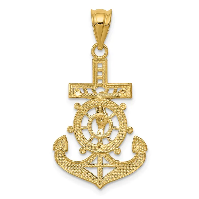 Necklaces 14k wRhodium Diamondcut Mariners Cross Pendant TreasureFineJewelers