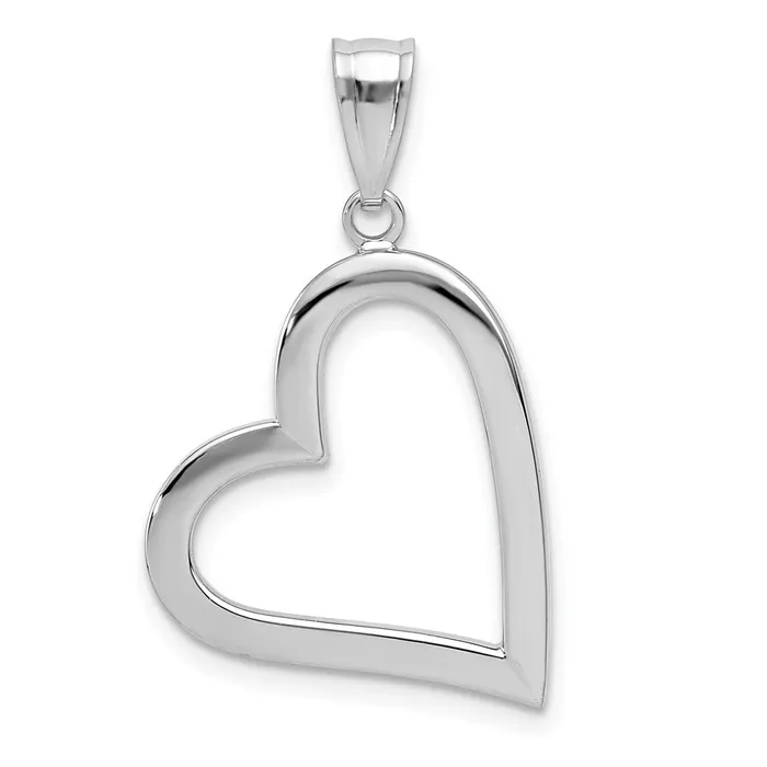 Necklaces 14k White Gold Polished Hollow Heart Pendant TreasureFineJewelers Necklaces 14k White Gold Polished Hollow Heart Pendant TreasureFineJewelers