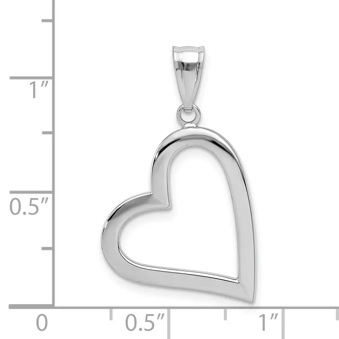 Necklaces 14k White Gold Polished Hollow Heart Pendant TreasureFineJewelers