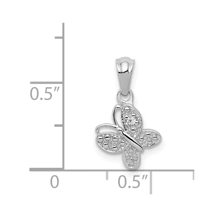 Necklaces TreasureFineJewelers 14k White Gold 01ct Diamond Butterfly Pendant