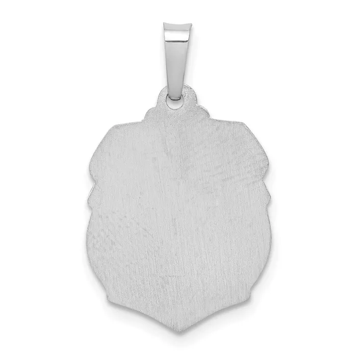 Necklaces TreasureFineJewelers 14k White Gold Polished and Satin St Michael Medal Hollow Pendant