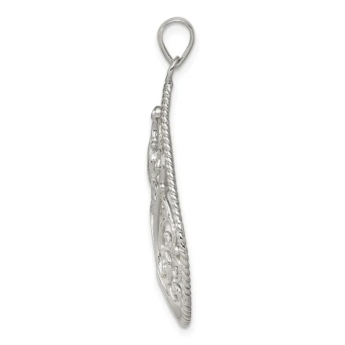Necklaces TreasureFineJewelers Sterling Silver Polished Filigree Diamondcut Teardrop Pendant