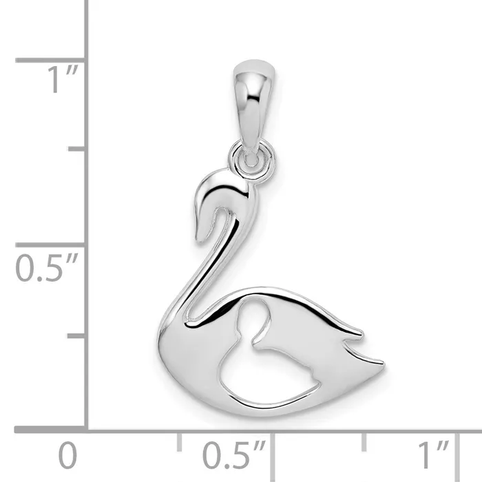 Necklaces TreasureFineJewelers Sterling Silver Polished Swan wCut Out Baby Pendant