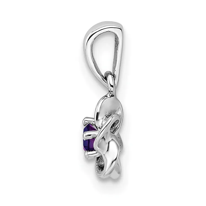 Necklaces TreasureFineJewelers Sterling Silver Rhodiumplated Floral Amethyst Pendant