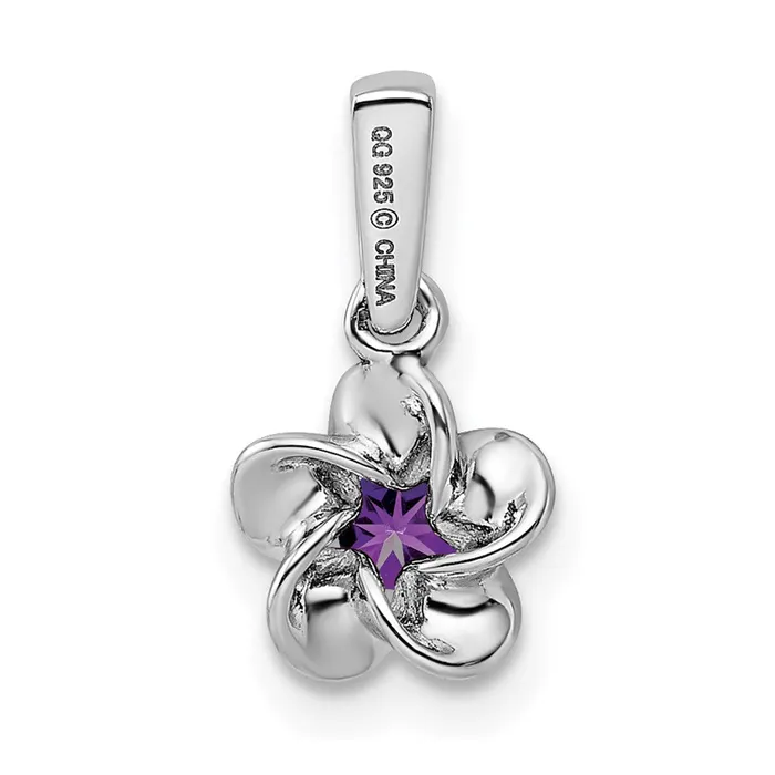 Necklaces TreasureFineJewelers Sterling Silver Rhodiumplated Floral Amethyst Pendant