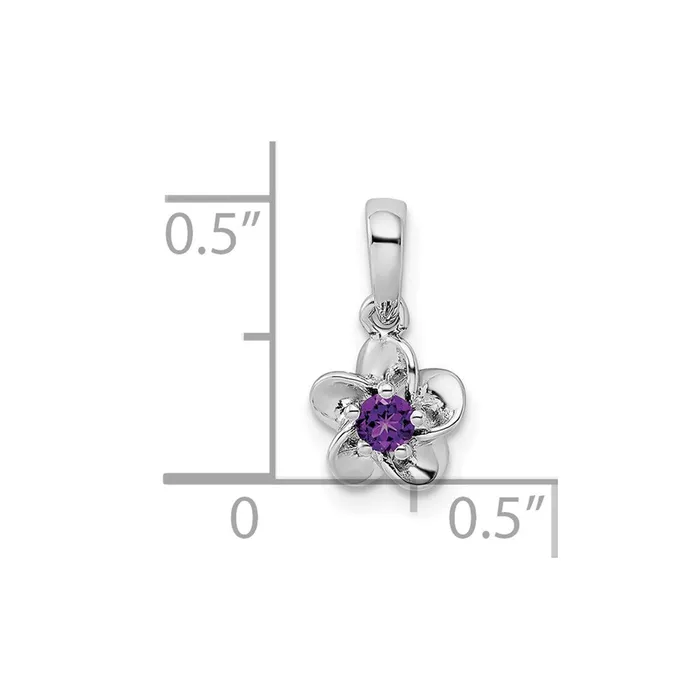 Necklaces TreasureFineJewelers Sterling Silver Rhodiumplated Floral Amethyst Pendant