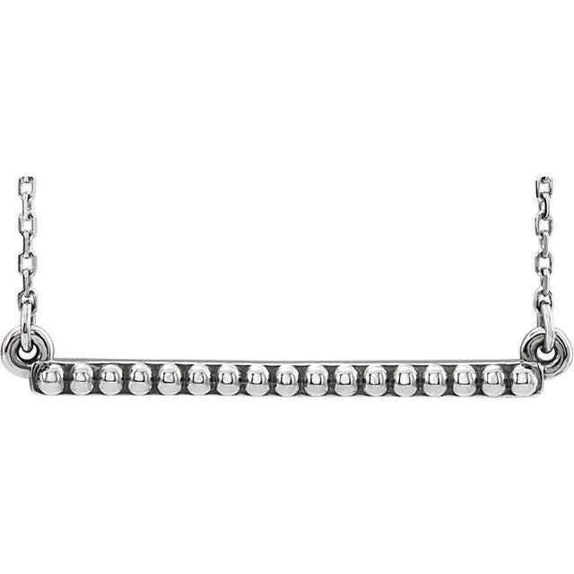 Sterling Silver Beaded Bar 1618 Necklace TreasureFineJewelers Necklaces