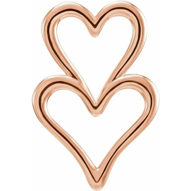TreasureFineJewelers 14K Rose Double Heart Slide Pendant Necklaces