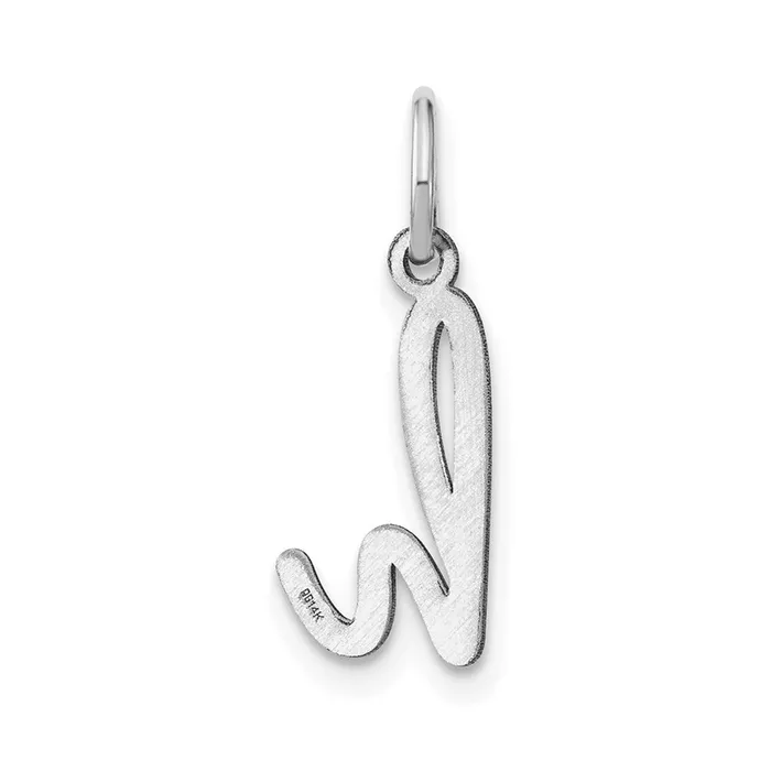 TreasureFineJewelers 14k White Gold Lower case Letter H Initial Charm Charm Necklaces