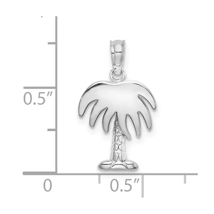 TreasureFineJewelers Charm Necklaces 14K White Gold Charleston Palm Tree Charm