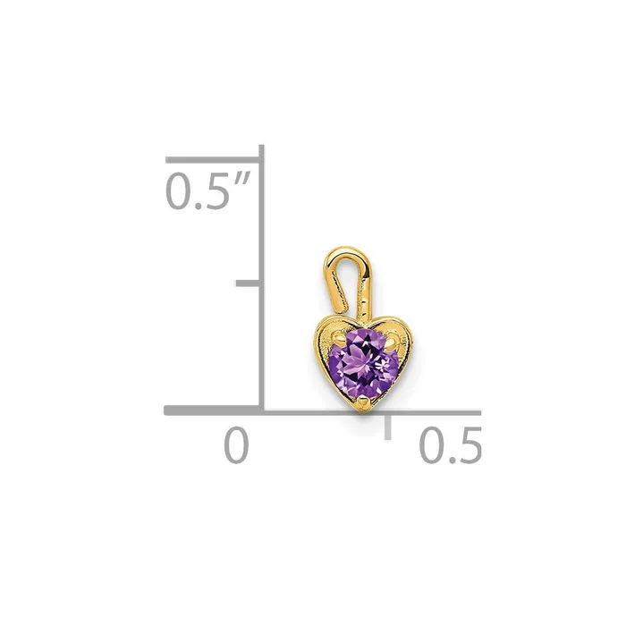 TreasureFineJewelers Charm Necklaces 14ky February Synthetic Birthstone Heart Charm