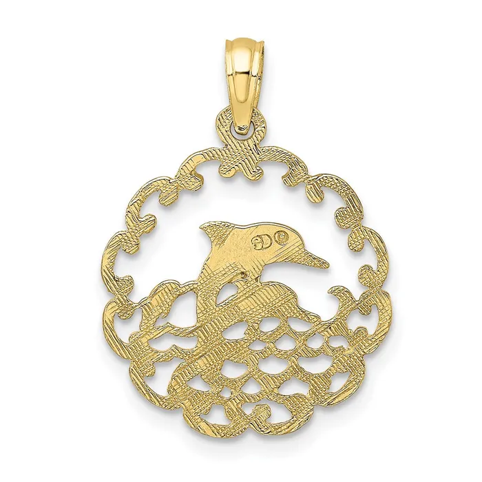 TreasureFineJewelers Necklaces 10K Cutout Jumping Dolphins Pendant