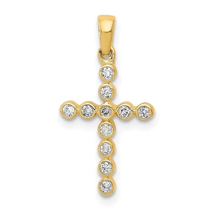 TreasureFineJewelers Necklaces 14k Polished 110ct Diamond Cross Pendant