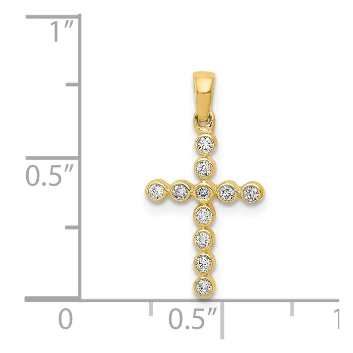 TreasureFineJewelers Necklaces 14k Polished 110ct Diamond Cross Pendant