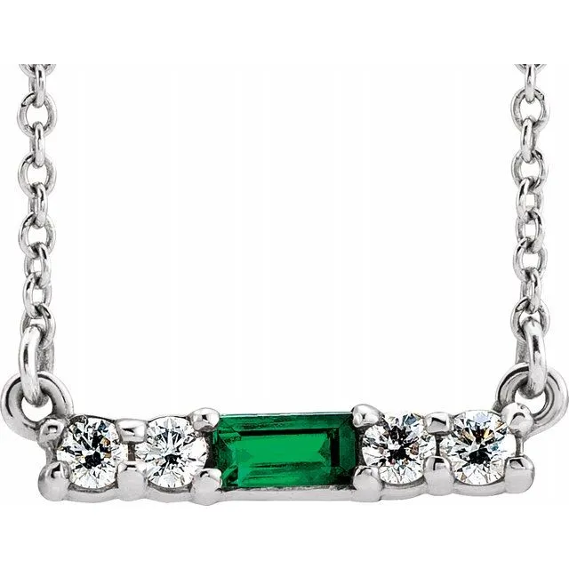 TreasureFineJewelers Necklaces 14K White Emerald 15 CTW Diamond 18 Necklace