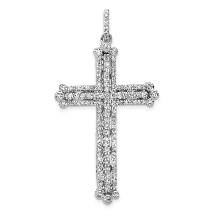 TreasureFineJewelers Necklaces 14k White Gold 1ct Diamond Budded Cross Pendant TreasureFineJewelers Necklaces 14k White Gold 1ct Diamond Budded Cross Pendant