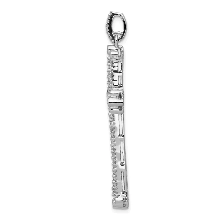 TreasureFineJewelers Necklaces 14k White Gold 1ct Diamond Budded Cross Pendant