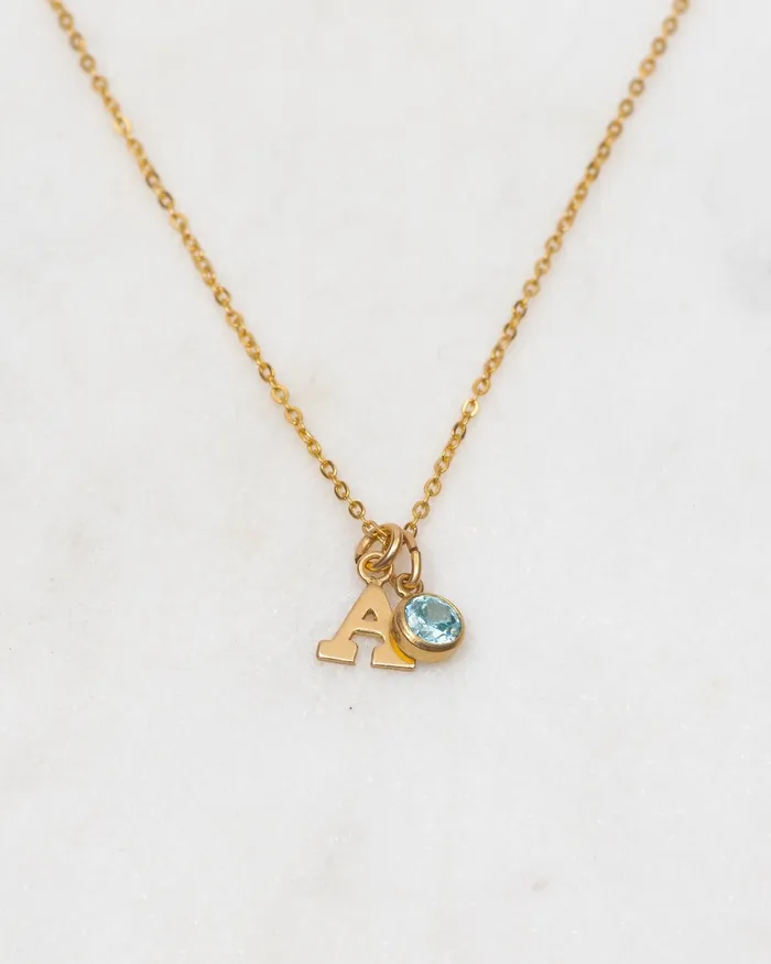 Necklaces ERIJEWELRY Initial A with Birthstone Necklace