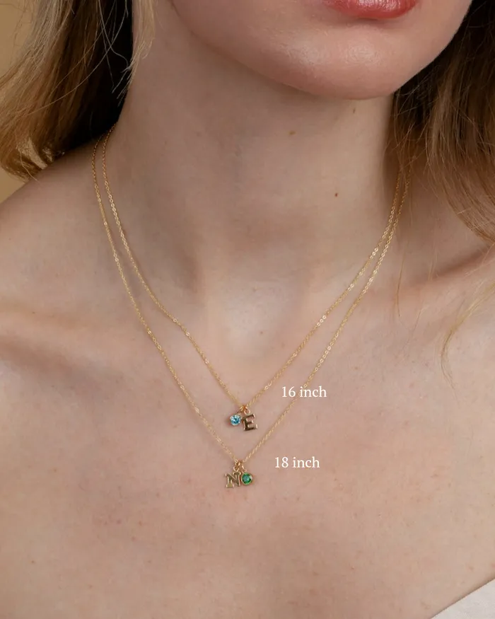 Necklaces ERIJEWELRY Initial A with Birthstone Necklace