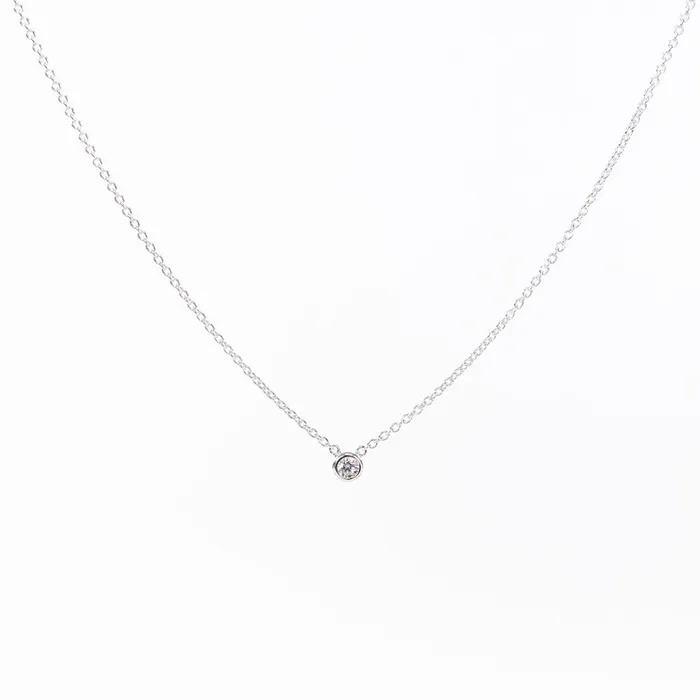 Necklaces Tiny Silver Crystal Solitaire Necklace Tashi