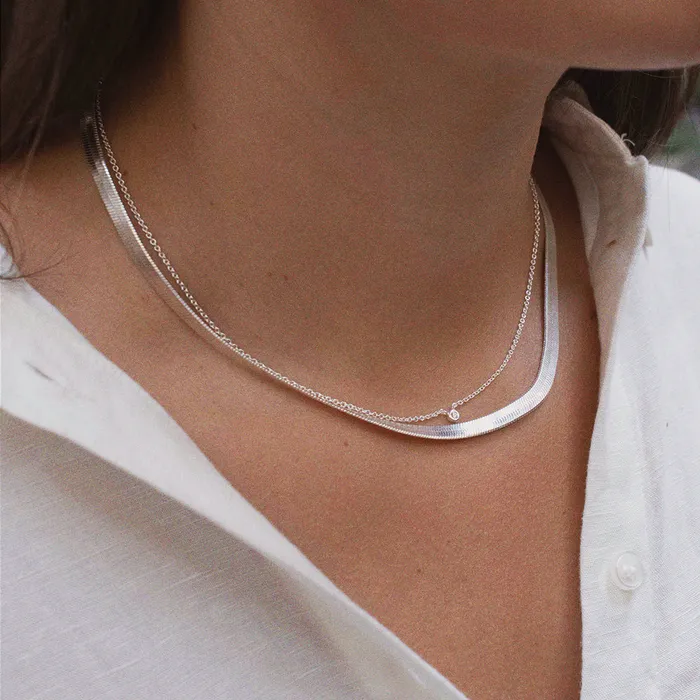Necklaces Tiny Silver Crystal Solitaire Necklace Tashi