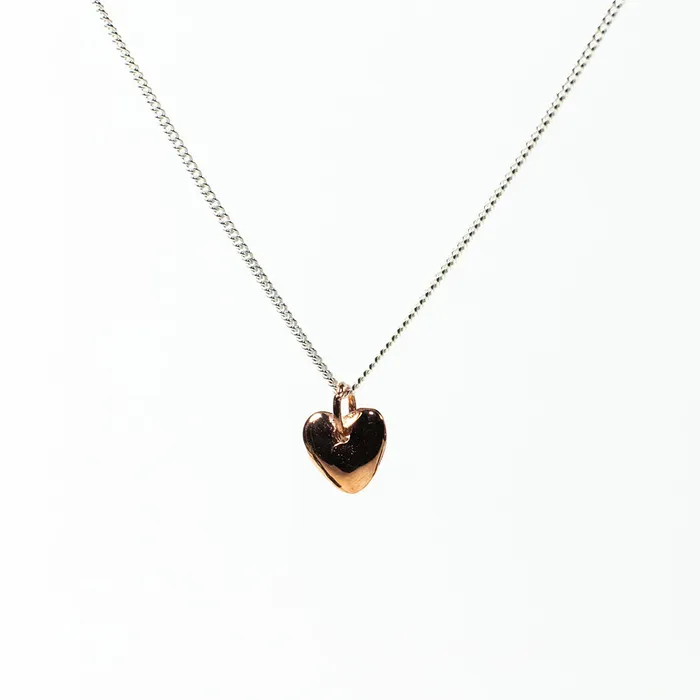 Rose Gold Vermeil Heart Puff Necklace Mimi Marge Necklaces