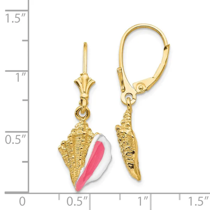 Earrings WB Choice Jewelry 14K Enameled Conch Shell Leverback EarringsWBCK4464 Earrings WB Choice Jewelry 14K Enameled Conch Shell Leverback EarringsWBCK4464