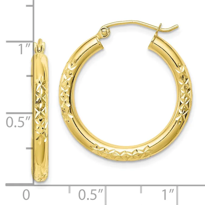 WB Choice Jewelry Earrings 10K Diamond Cut 3x25mm Hollow Tube Hoop EarringsWBC10TC345 WB Choice Jewelry Earrings 10K Diamond Cut 3x25mm Hollow Tube Hoop EarringsWBC10TC345