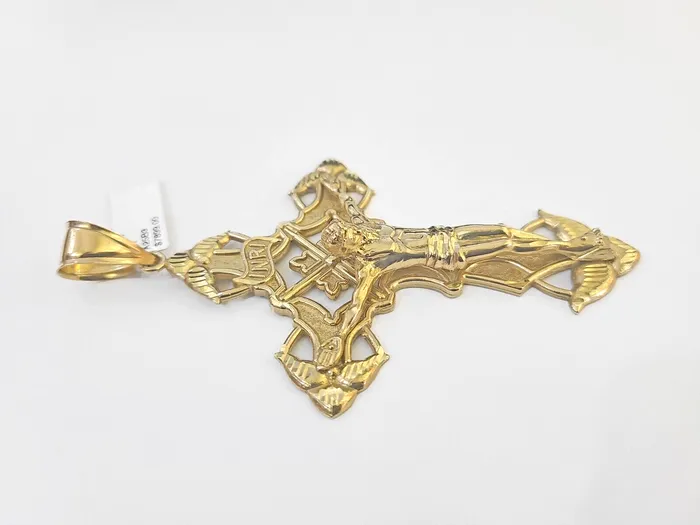 10K Crucifix Cross Pendant 4 Jesus Christ Charm Women Men Yellow Gold Gold and Diamond Necklaces