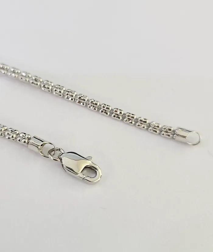 10k White Gold Iced Chain 25mm Diamond Cut Necklace 18 20 22 10Kt Gold and Diamond Necklaces