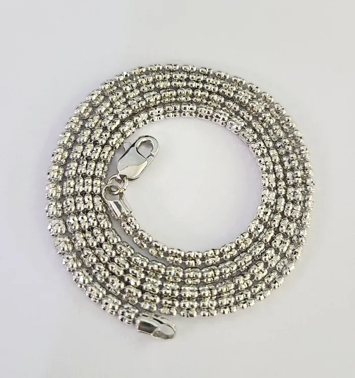 10k White Gold Iced Chain 25mm Diamond Cut Necklace 18 20 22 10Kt Gold and Diamond Necklaces