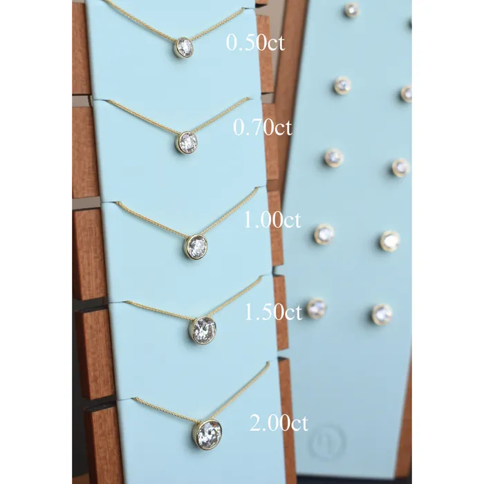 Necklaces Diamond Evolution 14kt Yellow Gold 100ct Round Bezel Setting LabGrown Diamond Pendant