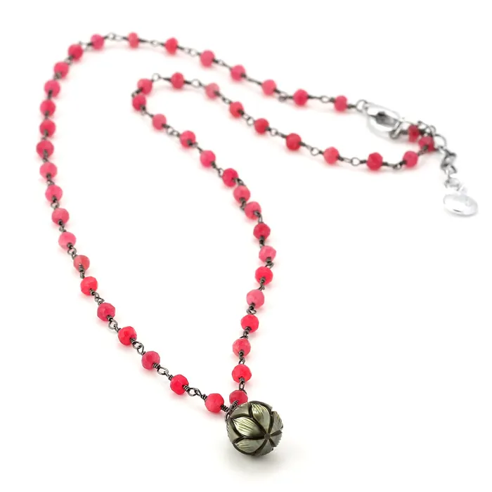 Beneath the Moon Black Pearl Ruby Necklace347611 Elisa Ilana Necklaces
