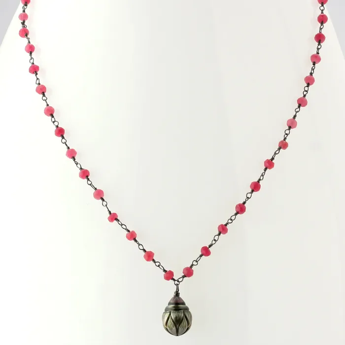 Beneath the Moon Black Pearl Ruby Necklace347611 Elisa Ilana Necklaces