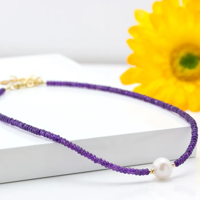 Elisa Ilana Impressionist Collection Amethyst Pearl Necklace 1 Necklaces