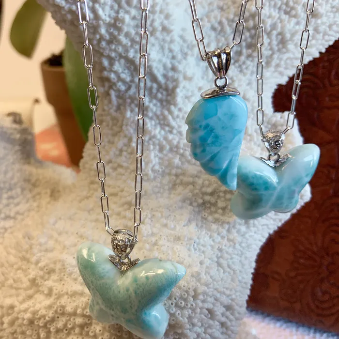 Larimar Butterfly Paperclip Necklace Elisa Ilana Necklaces