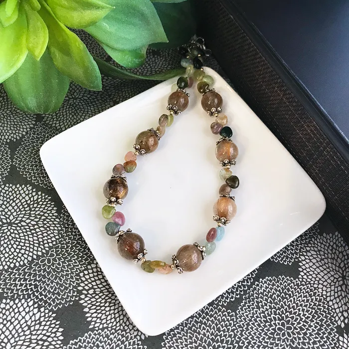 Necklaces Elisa Ilana Rutilated Quartz and Tourmaline Necklace343149