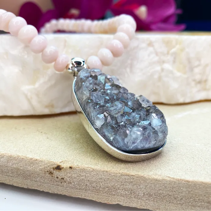 Necklaces Peruvian Opal Necklace w Druzy Pendant Elisa Ilana