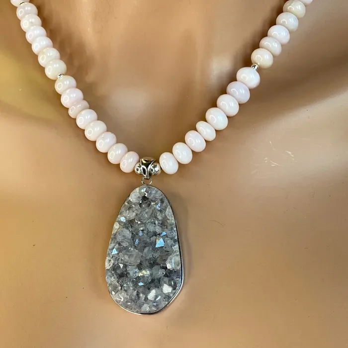 Necklaces Peruvian Opal Necklace w Druzy Pendant Elisa Ilana