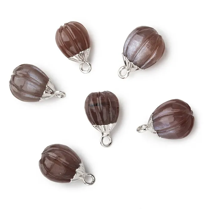 9x8mm Silver Leafed Chocolate Brown Moonstone Carved Melon focal bead Pendant sold as 1 piece Beadsofcambaycom Necklaces 9x8mm Silver Leafed Chocolate Brown Moonstone Carved Melon focal bead Pendant sold as 1 piece Beadsofcambaycom Necklaces